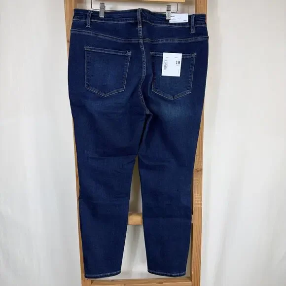 NWT Ververt Dark Blue High Rise Skinny Denim Jeans #1393 Size 18W - Picture 3 of 4